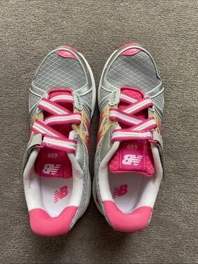 New Balance Kids Gray and Pink Sneakers